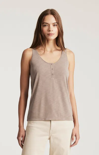 Mavi Luxe Touch Tencel™ Henley Tank Top In Fungi In Neutral