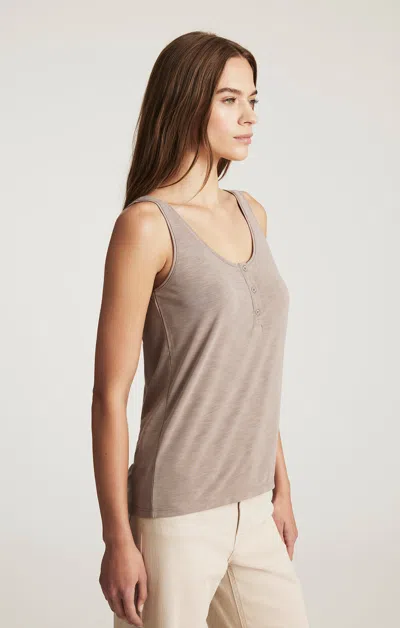 Mavi Luxe Touch Tencel™ Henley Tank Top In Fungi In Neutral