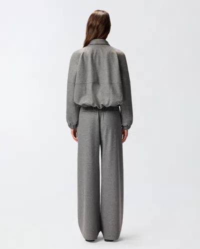 Pinko Consuelo Grey Cropped Jacket With High Neck And Elastic Trims In Wool Blend Stretch Woman In Brown