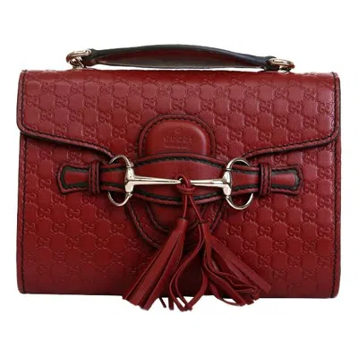 Gucci Leather Old Flower Logo Embossing Horsebit Chain Single-shoulder Bag Small Red