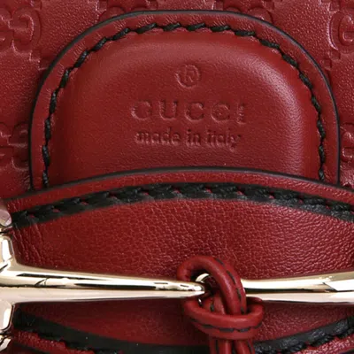 Gucci Leather Old Flower Logo Embossing Horsebit Chain Single-shoulder Bag Small Red