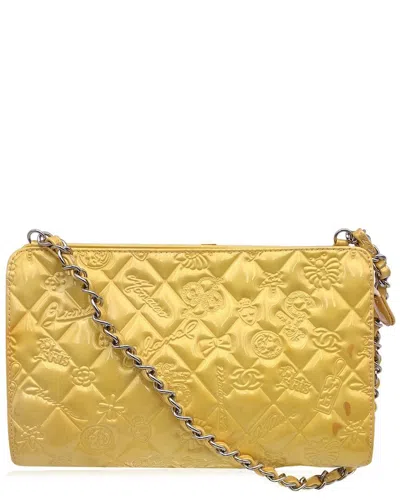 Pre-owned Chanel Yellow Patent Leather Lucky Symbols Patent Shoulder Bag (authentic Pre-  Loved)
