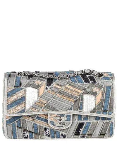 Pre-owned Chanel Multicolor Denim Medium Classic Patchwork Double Flap Shoulder Bag  (authentic Pre-loved)