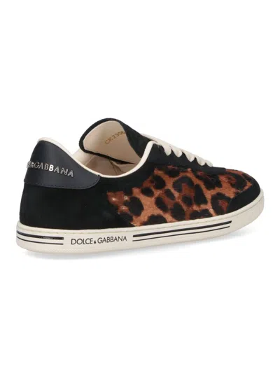 Dolce & Gabbana Women Printed Calf Hair Saint Tropez Light Sneakers In Animal Print