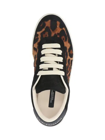 Dolce & Gabbana Women Printed Calf Hair Saint Tropez Light Sneakers In Animal Print