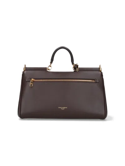 Dolce & Gabbana Women Brown Handbag With Key And Padlock Detail And Adjustable And Removable Shoulde In Brown