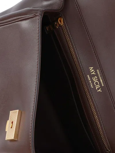 Dolce & Gabbana Women Brown Handbag With Key And Padlock Detail And Adjustable And Removable Shoulde In Brown
