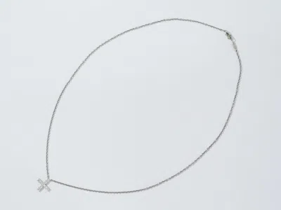 Pre-owned Harry Winston Cross Pendant Necklace Platinum With Diamonds Platinum Jewelry () In Silver