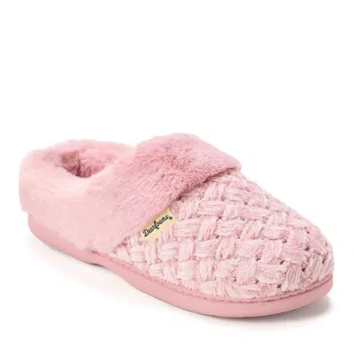 Dearfoams Womens Claire Cable Knit Chenille Clog House Slipper In Pink