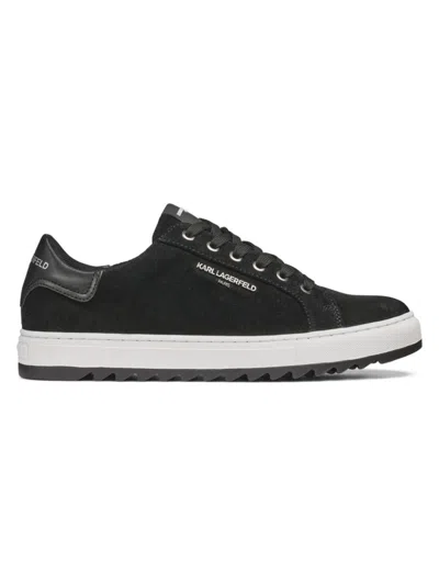 Karl Lagerfeld Men's Suede Logo Sneakers In Black