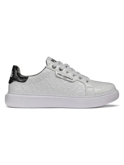 Karl Lagerfeld Men's Patent 3d Logo Sneakers In White