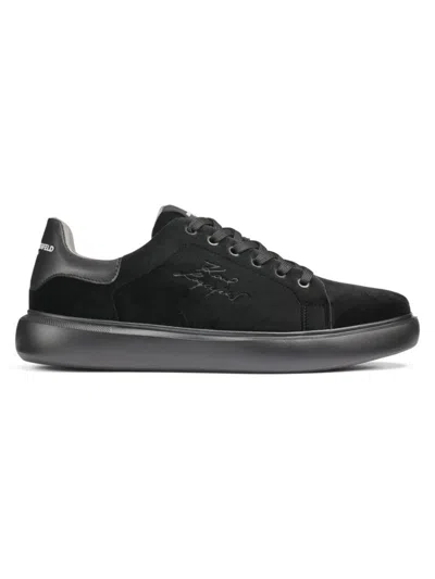 Karl Lagerfeld Paris Embroidered Logo Velvet Sneaker In Black