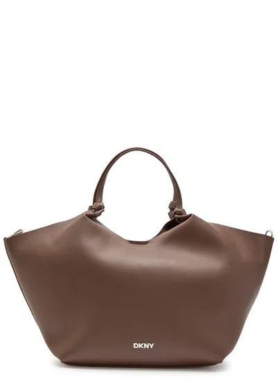 Dkny Paula Large Grained Leather Tote Bag In Brown