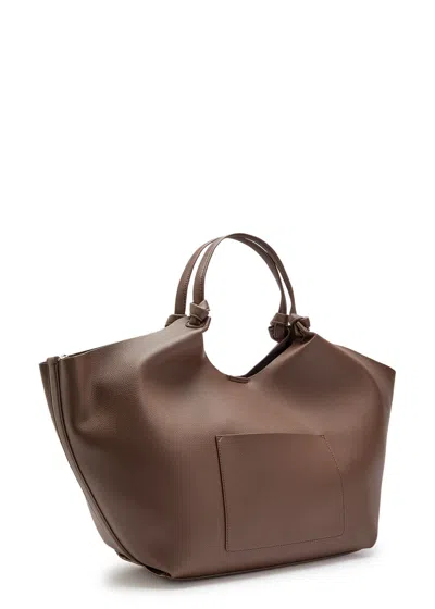 Dkny Paula Large Grained Leather Tote Bag In Brown