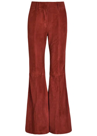 Gabriela Hearst Rhein Suede Flared-leg Trousers In Red