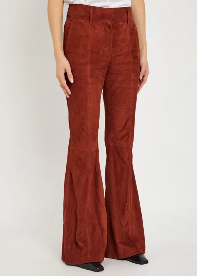 Gabriela Hearst Rhein Suede Flared-leg Trousers In Red