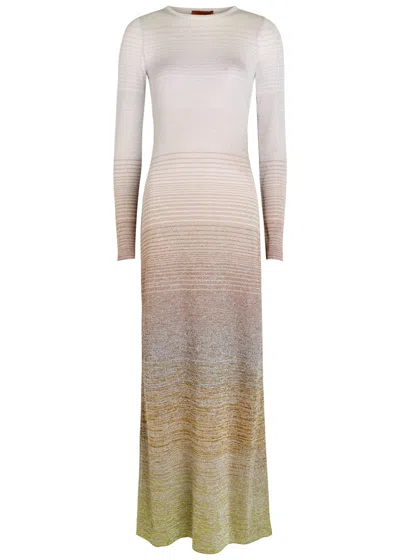 Missoni Metallic Stripe Long Sleeve Sweater Dress In Multi