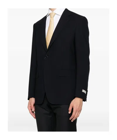 Canali Button Blazer In Black