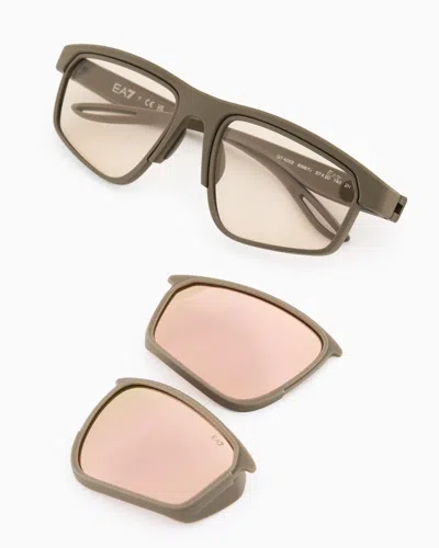 Ea7 Rectangular Unisex Sports Sunglasses In Multi