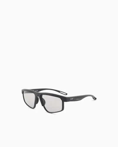 Ea7 Rectangular Unisex Sports Sunglasses In Black