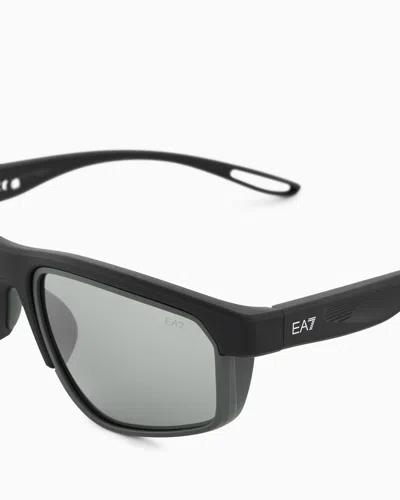 Ea7 Rectangular Unisex Sports Sunglasses In Black