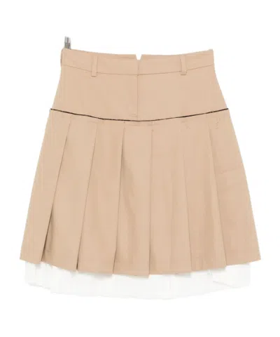 Gimaguas Layered Pleated Mini Skirt In Neutral