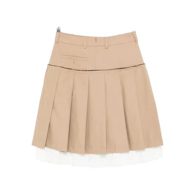 Gimaguas Layered Pleated Mini Skirt In Neutral