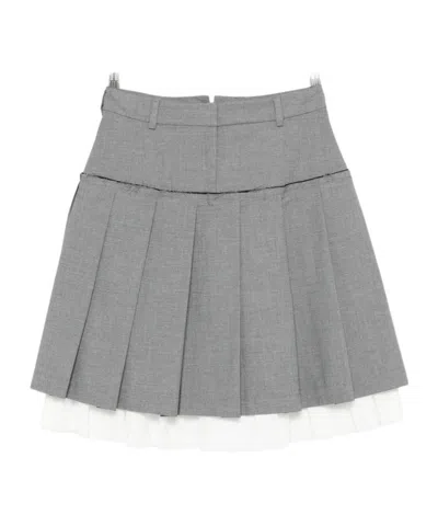 Gimaguas Layered Pleated Mini Skirt In Gray