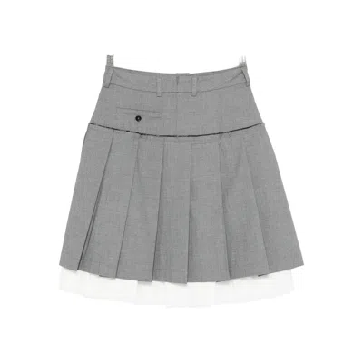 Gimaguas Layered Pleated Mini Skirt In Gray
