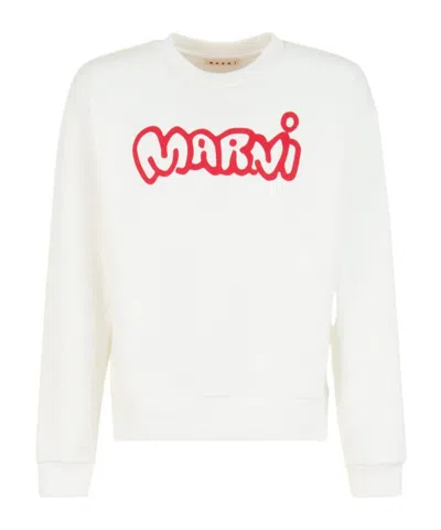 Marni Cartoon-logo Cotton Sweater In Neutral