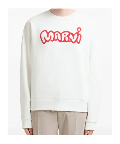 Marni Cartoon-logo Cotton Sweater In Neutral
