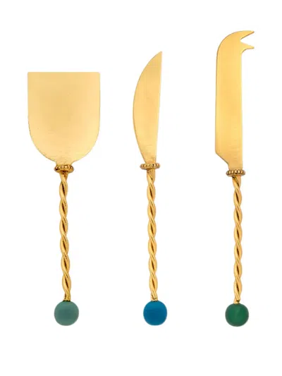 Bitossi Home Torchon Cheese Knife (set Of Three) In Gold