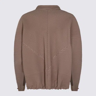 Issey Miyake Textured Fabric Jacket Featuring Front Pockets In Brown