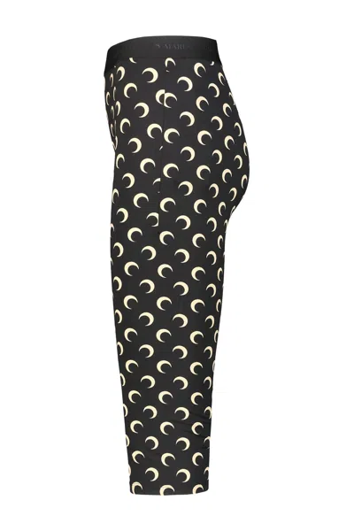 Marine Serre Recycled Moon Jersey Capri Leggings In Black