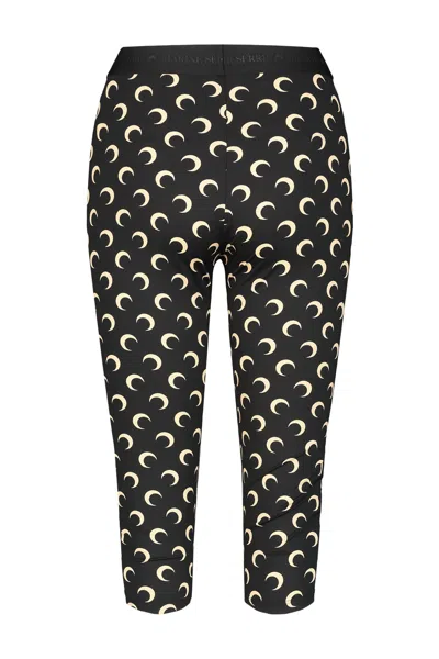 Marine Serre Recycled Moon Jersey Capri Leggings In Black