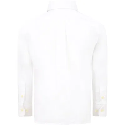 Ralph Lauren White Shirt For Kids With Iconic Blue Logo In White