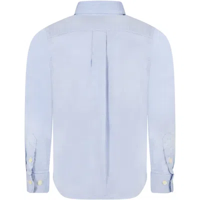 Ralph Lauren Light Blue Shirt For Boy With Pony Logo In Blue