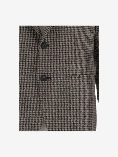 Tagliatore Classic Houndstooth Wool Blazer With Notched Lapels And Button Closure In Black