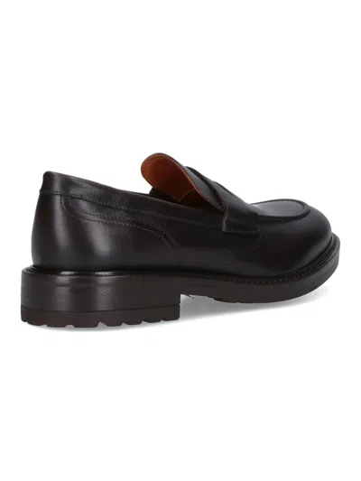Alexander Hotto Smooth Leather Penny Loafers With Stitched Apron Front In Black