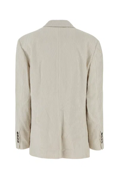 Brunello Cucinelli Single Breasted Blazer Notch Lapel Design In Neutral