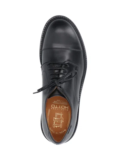 Alexander Hotto Polished Black Leather Lace-up Shoes With Refined Detailing In Black