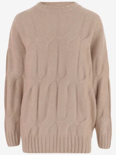 Allude Cashmere And Silk Cable Knit Sweater In Neutral