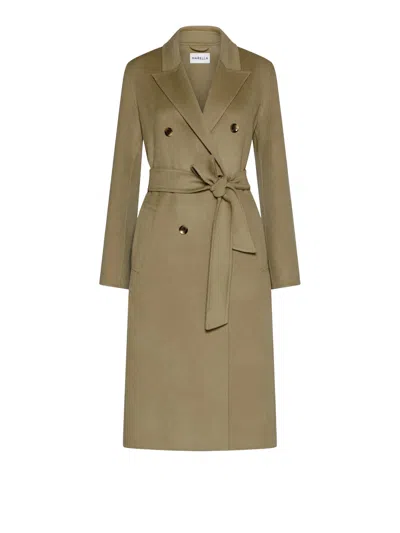 Marella Ara Double-breasted Belted Coat In Gold