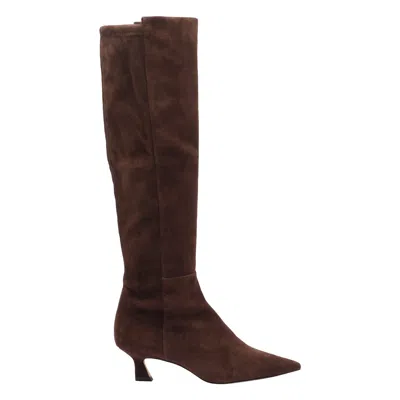 Stuart Weitzman Stylish Suede Ankle Boots With Block Heel In Brown