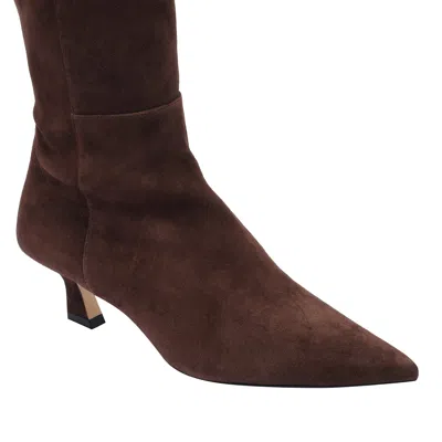 Stuart Weitzman Stylish Suede Ankle Boots With Block Heel In Brown