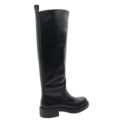 Stuart Weitzman Stylish Knee-high Leather Block Heel Boots In Black