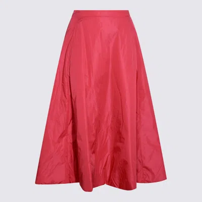 Add Nylon Bright Super Nova Long Skirt In Red