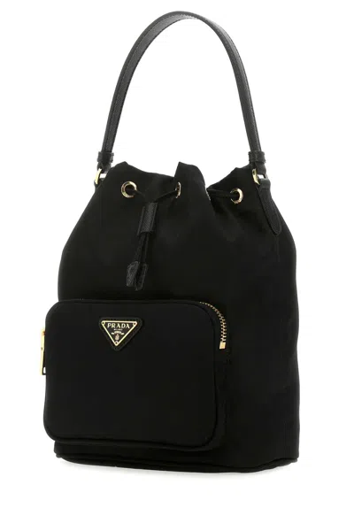 Prada Contemporary Re-nylon Bucket Bag Design In Black