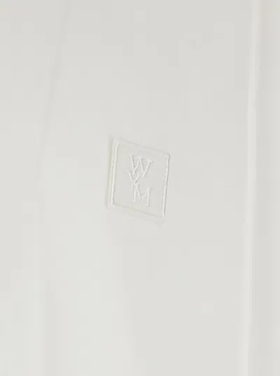 Wooyoungmi White Crewneck T-shirt With Logo Patch On The Front And Floral Motif On The Rear In Cotton Man In White