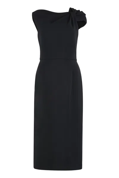 Givenchy Draped-detail One-shoulder Midi Dress In Black